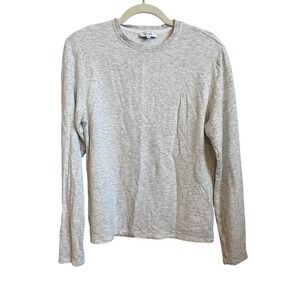 Reiss Adam Mens Small Heather Gray Long Sleeve Crewneck Viscose Blend Top